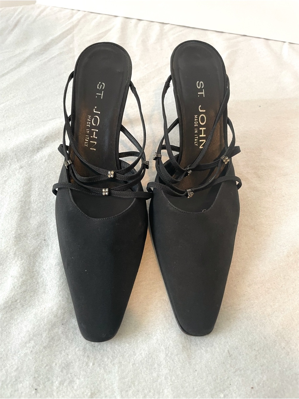 St. John Black Strappy Heels Size 6